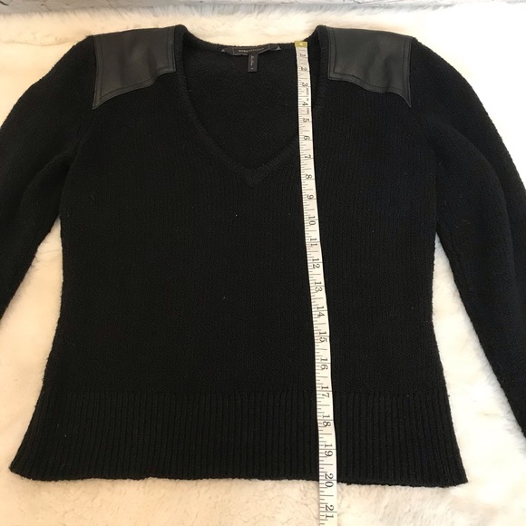 BCBG Max Azria Faux Leather Patch V Neck Sweater size Small - Picture 7 of 7